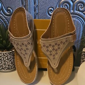 Beige Bohemian Wedge Cutout Sandals sz 9-9.5/41
